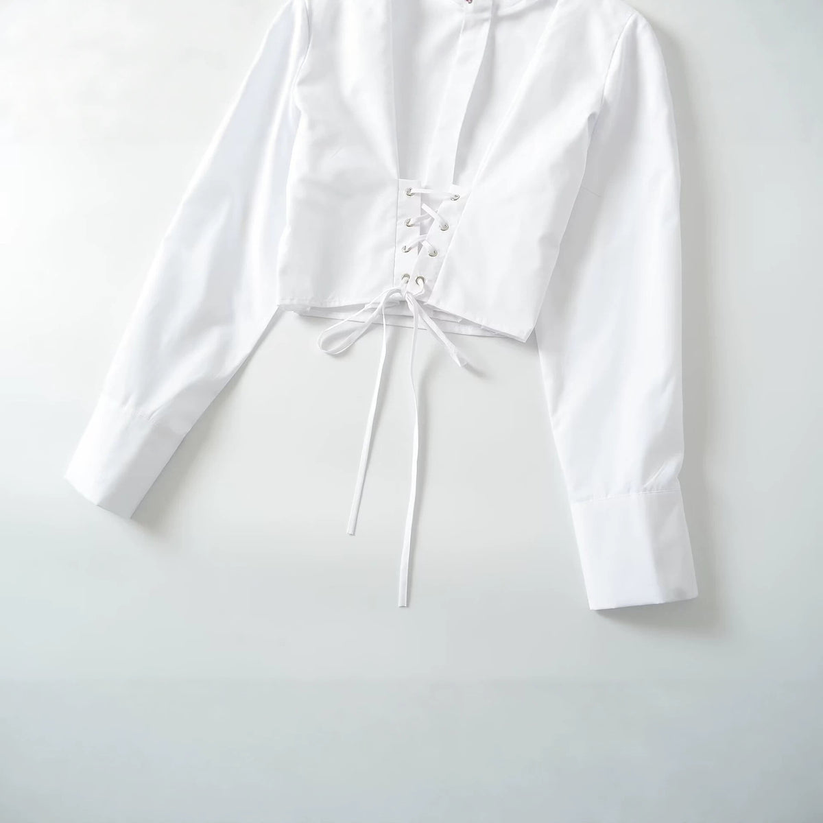 Versatile casual simple bow tie tied long sleeved shirt for women