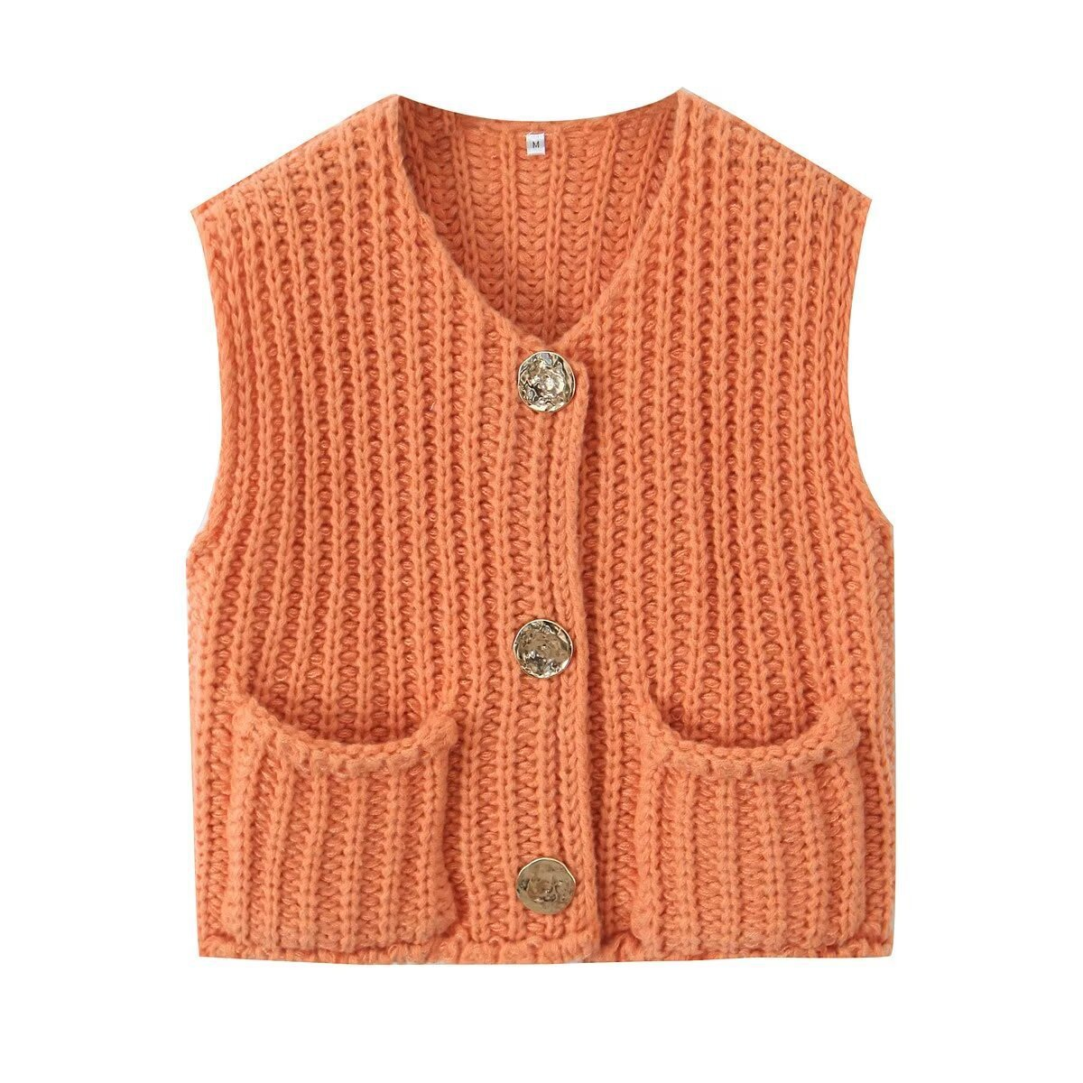 Women's summer new street fashion coarse knitted vest cardigan