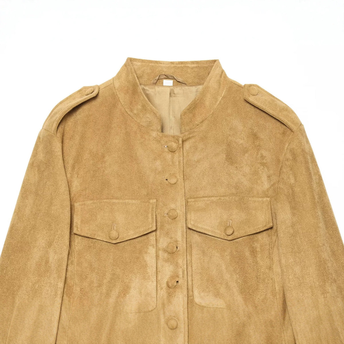 Pocket flap suede texture buckle jacket
