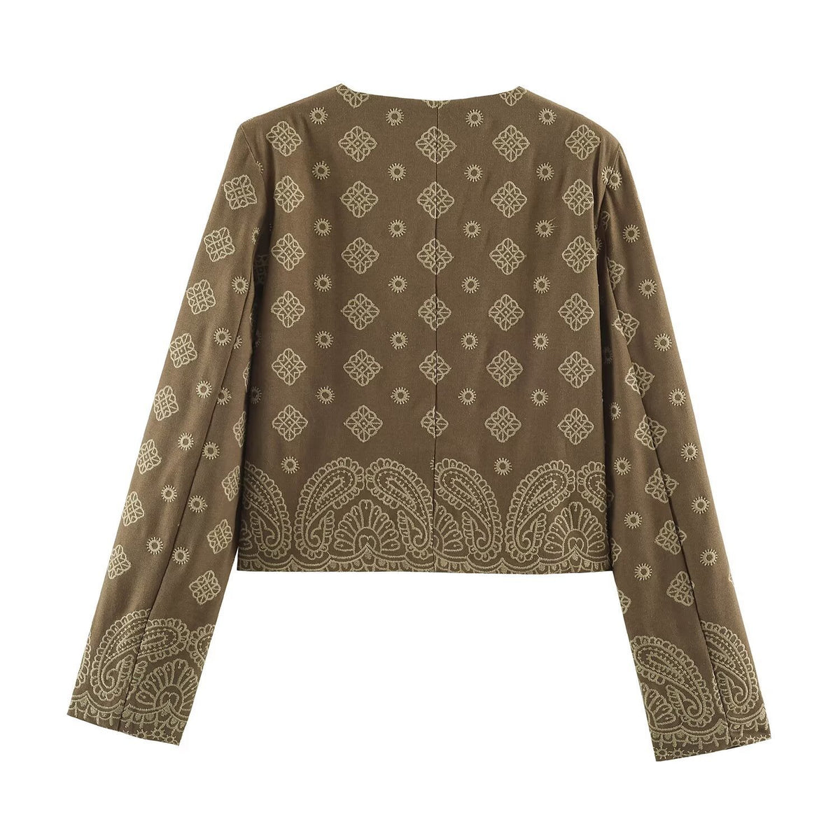 Buckled long sleeved embroidered jacket