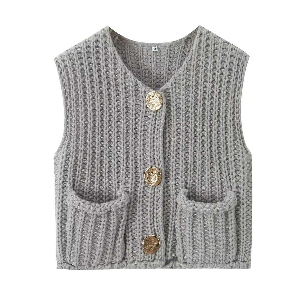 Women's summer new street fashion coarse knitted vest cardigan