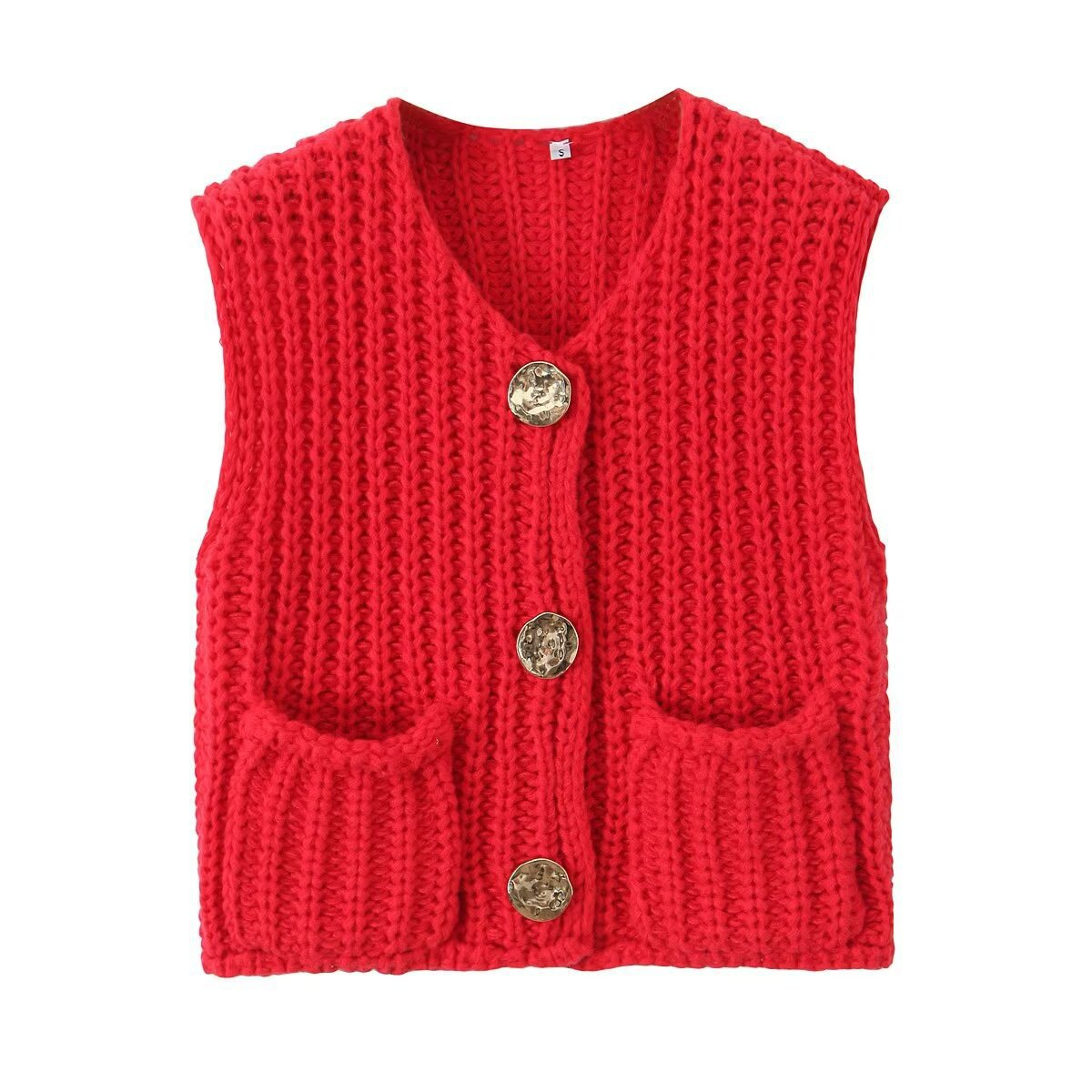 Women's summer new street fashion coarse knitted vest cardigan