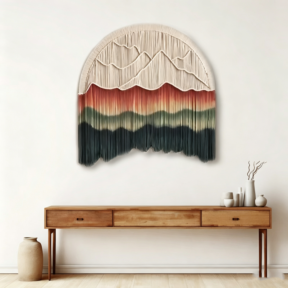Handwoven circular tapestry decoration