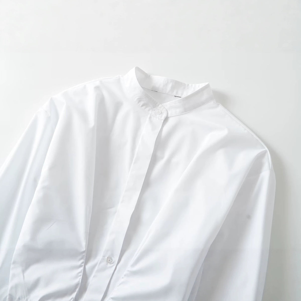 Versatile casual simple bow tie tied long sleeved shirt for women