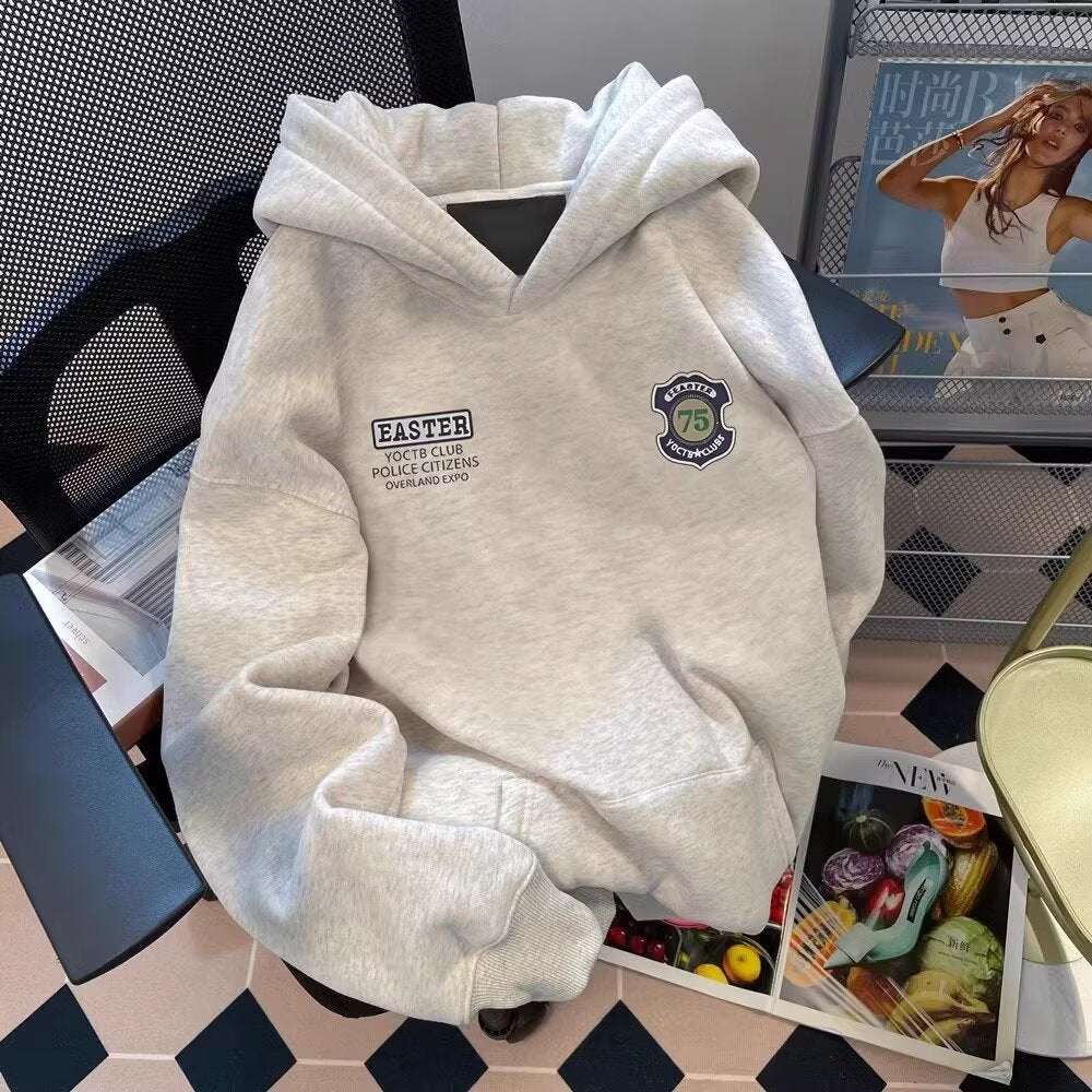 Men's Casual Long Sleeve Hooded Fleece-Lined Oversized Sweatshirt