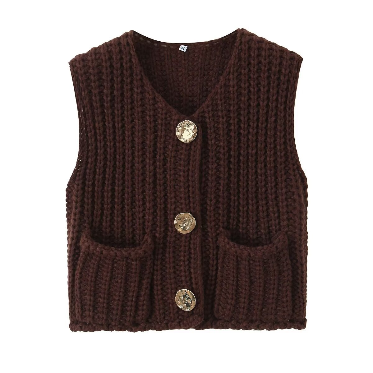 Women's summer new street fashion coarse knitted vest cardigan