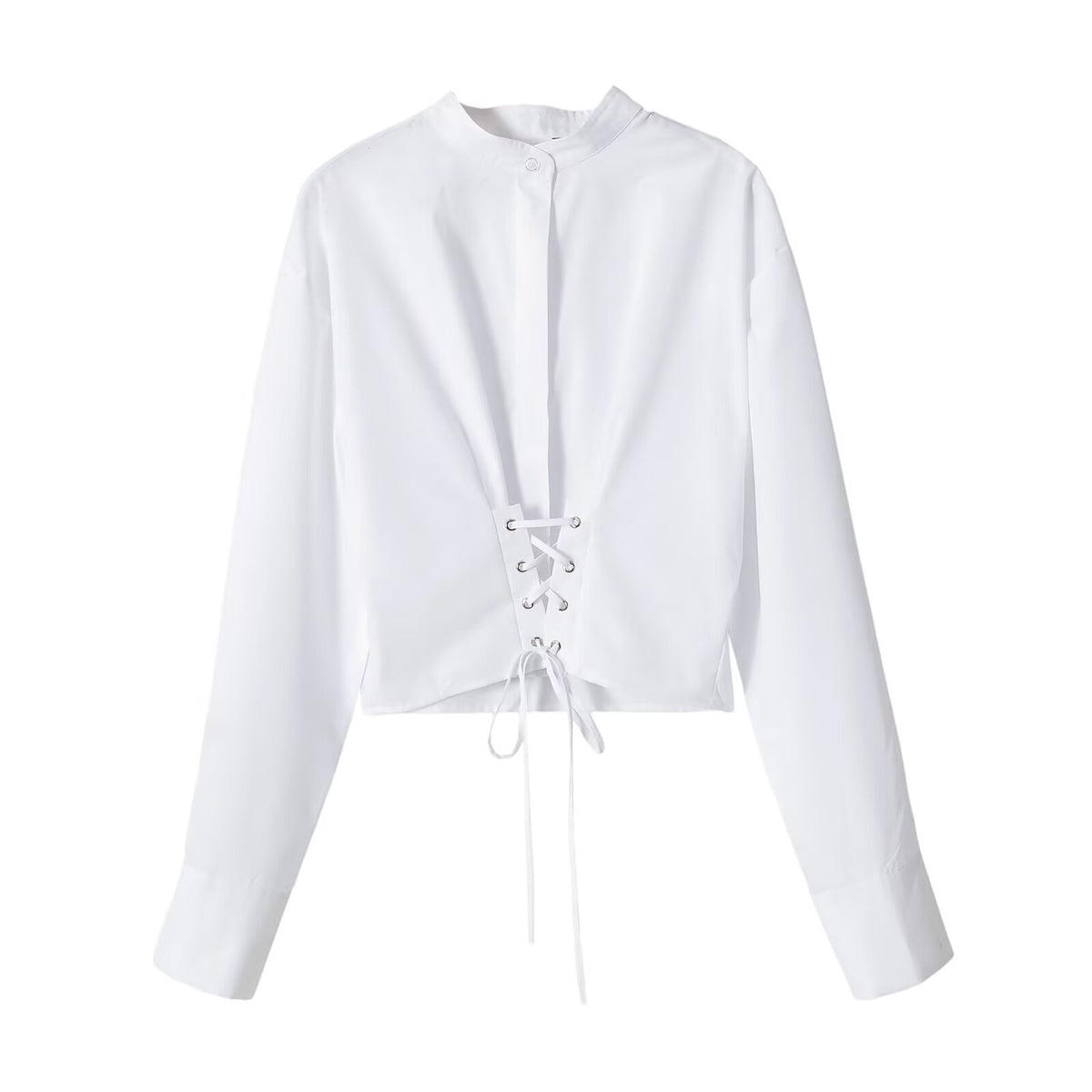 Versatile casual simple bow tie tied long sleeved shirt for women