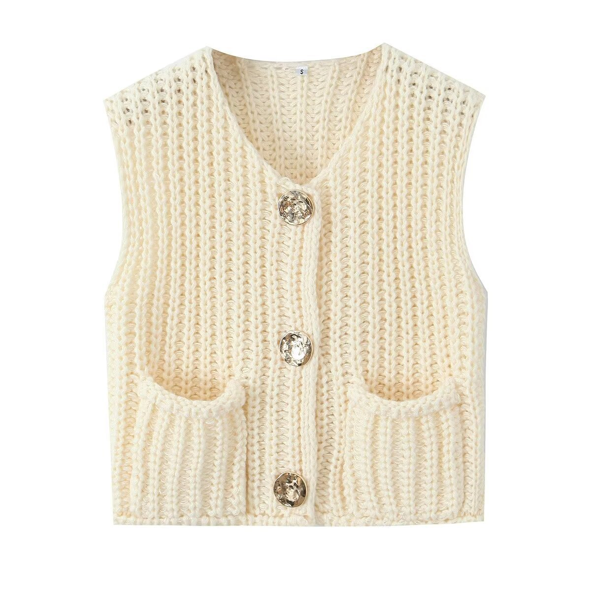 Women's summer new street fashion coarse knitted vest cardigan