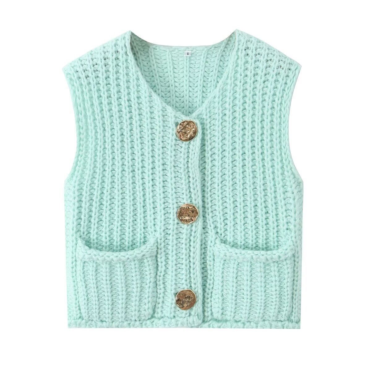 Women's summer new street fashion coarse knitted vest cardigan