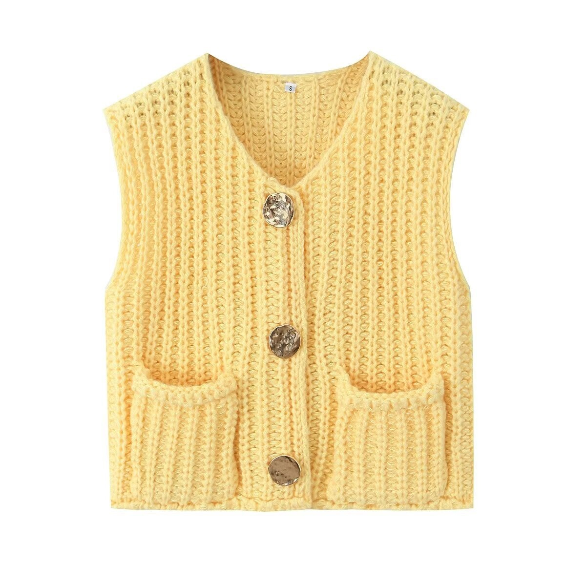 Women's summer new street fashion coarse knitted vest cardigan