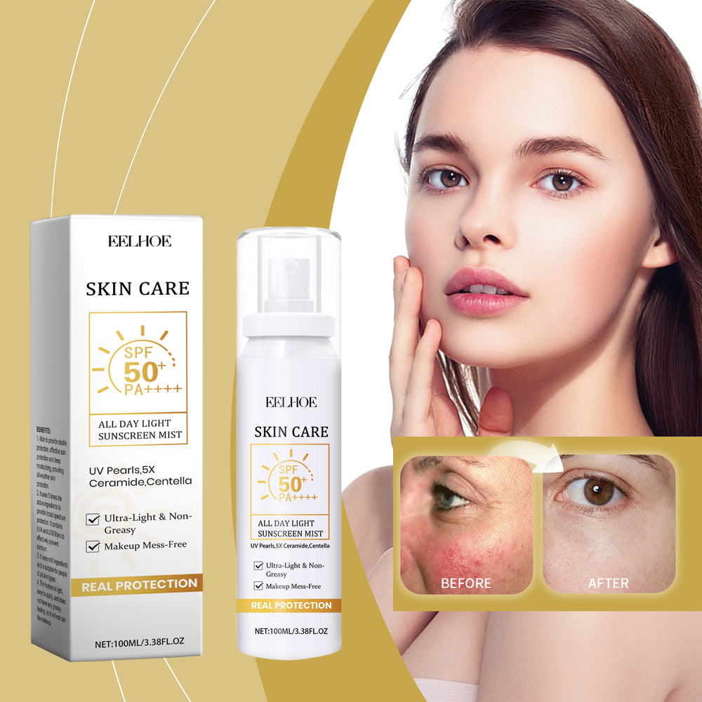 EELHOE All Day Light Sunscreen Mist, Hydrating Emulsion Isolation Skin Care Moisturizing Repair Spray