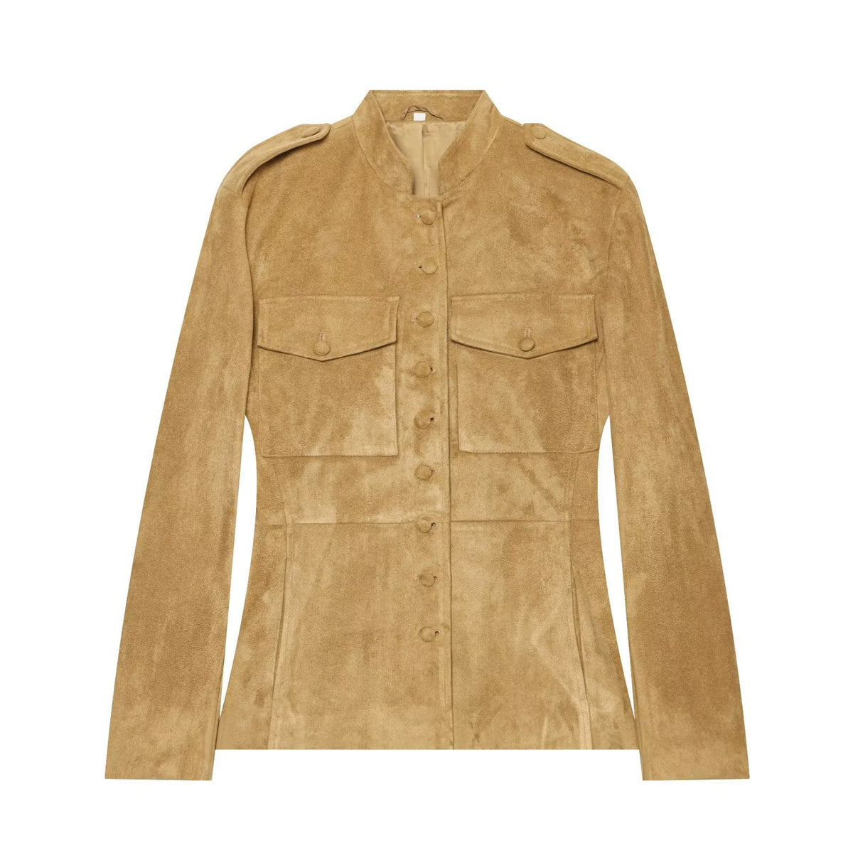 Pocket flap suede texture buckle jacket