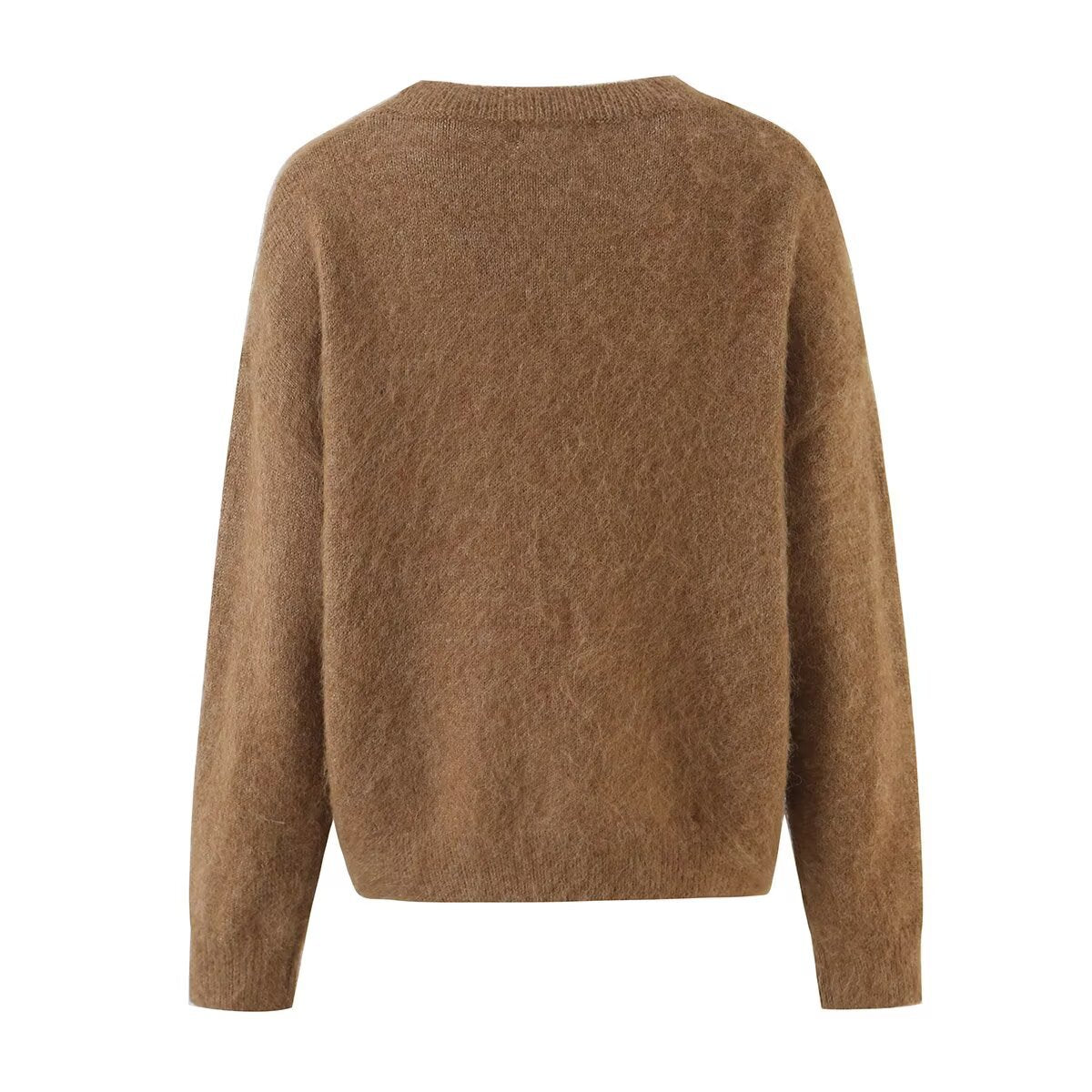 Loose little dog pattern jacquard knitted sweater for women