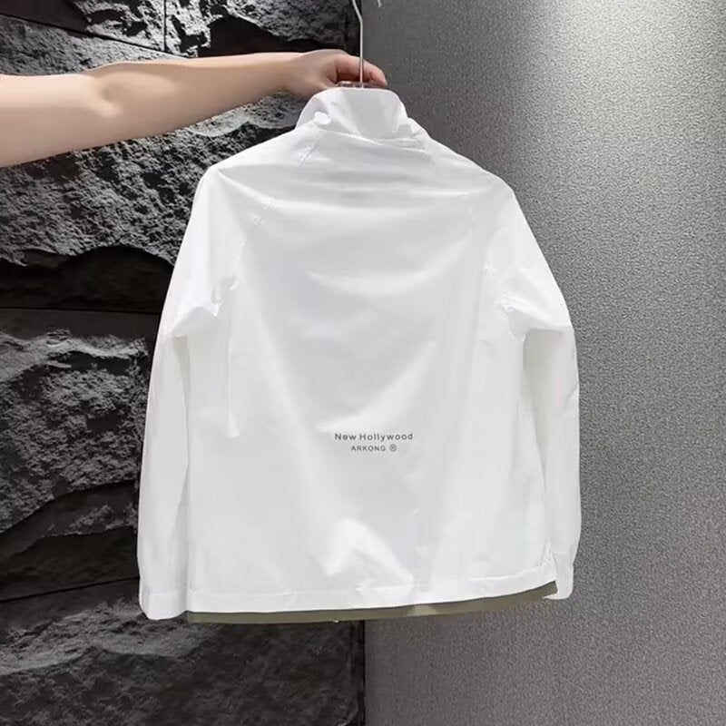 Men's Casual Color-Block Double Layer Stand Collar Short Jacket